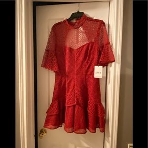 Amur Dress Size 8 Cranberry red Lace poly material